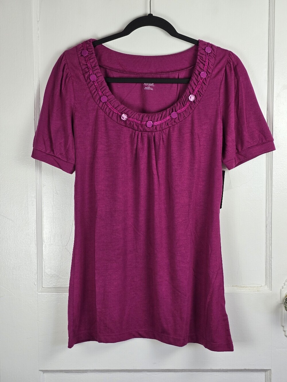 Ana Bright Fuschia Pink Knit Top NEW Large